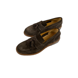 Scarpa uomo Doucal's - Mocassino in pelle scamosciata - Nappine e Frangia - Colore Marrone