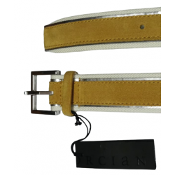 Cintura uomo Orciani - Amalfi  in suede e tessuto - Curry bianco argento