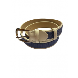 Cintura uomo Bergamotto - Vera Pelle - Blu/panna