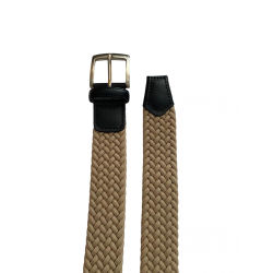 Cintura uomo Bergamotto - Intrecciata - Vera pelle e tessuto - Beige/blu scuro