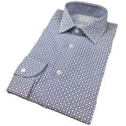 Camicia uomo Bagutta -  Fantasia -  Collo francese - Colore bianco/blu/rosso - Slim