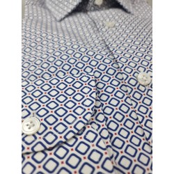 Camicia uomo Bagutta -  Fantasia -  Collo francese - Colore bianco/blu/rosso - Slim