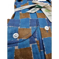 Camicia uomo Borriello Napoli - Fantasia quadri - Blu/marrone