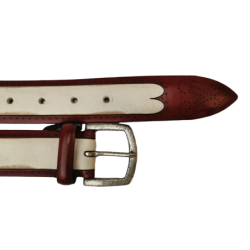 Cintura uomo Orciani - Vintage in vera pelle colore rosso e panna
