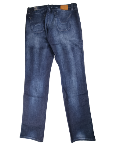 Jeans uomo Jeckerson - denim 5 tasche con toppe alcantara blu